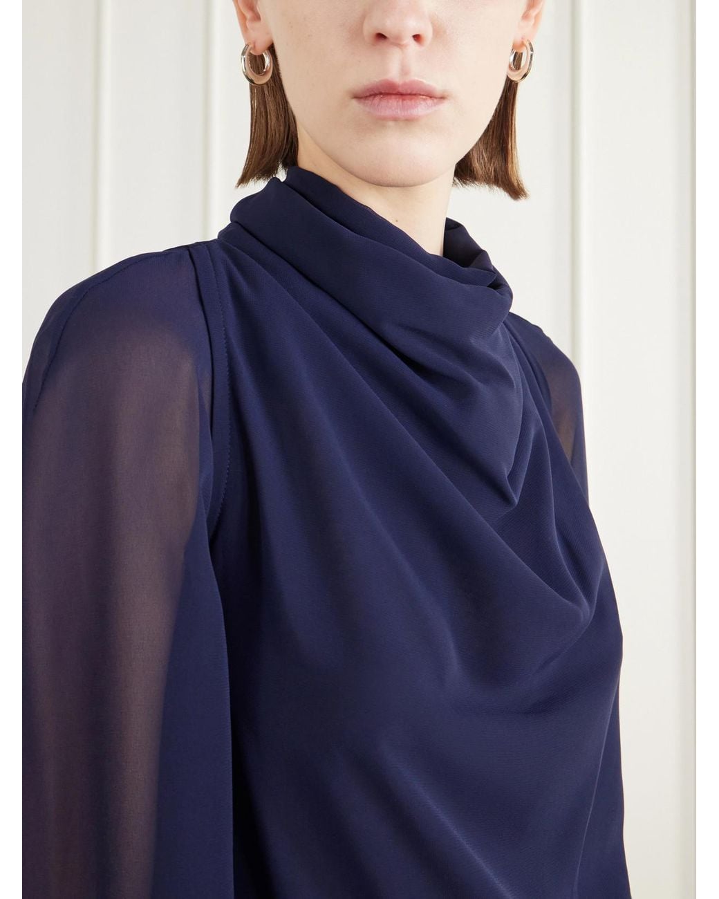 Altuzarra Blue Cara Draped Georgette Blouse