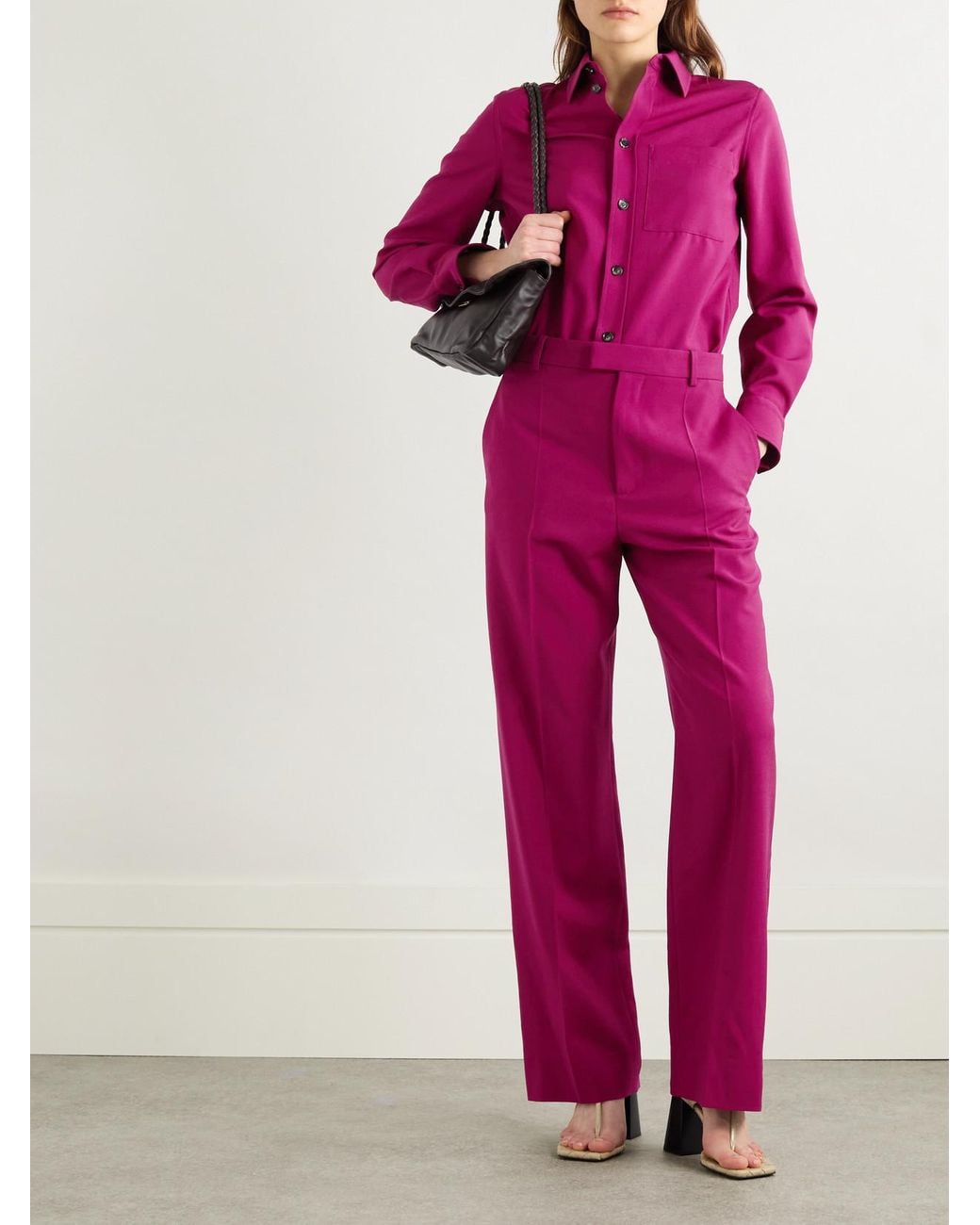 Bottega Veneta Pink Twill Wide-Leg Pants