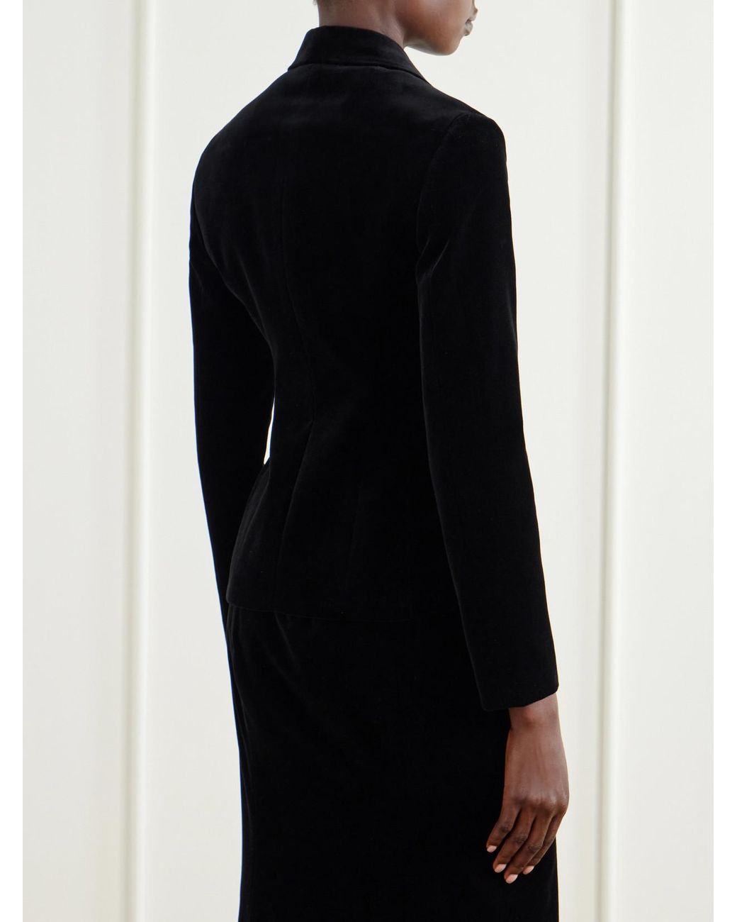 Alaïa Blue Double-Breasted Cotton-Velvet Blazer