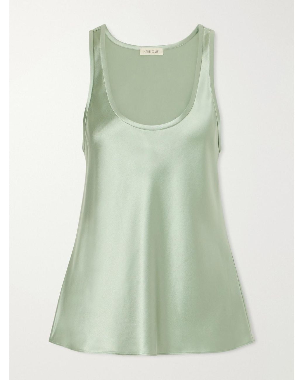 Heirlome Green Adau Silk-Satin Top
