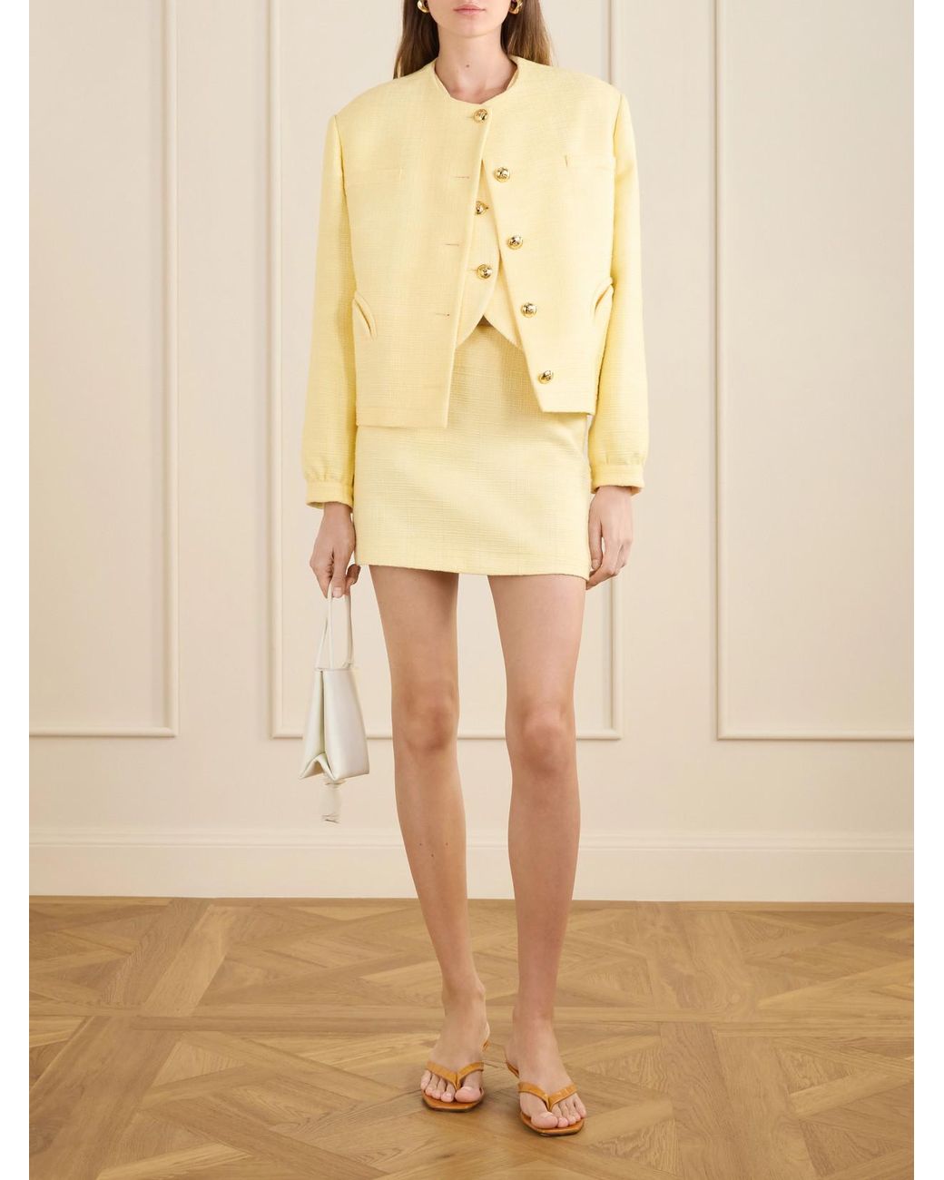 Blazé Milano Yellow Gliss Cotton-Blend Tweed Jacket