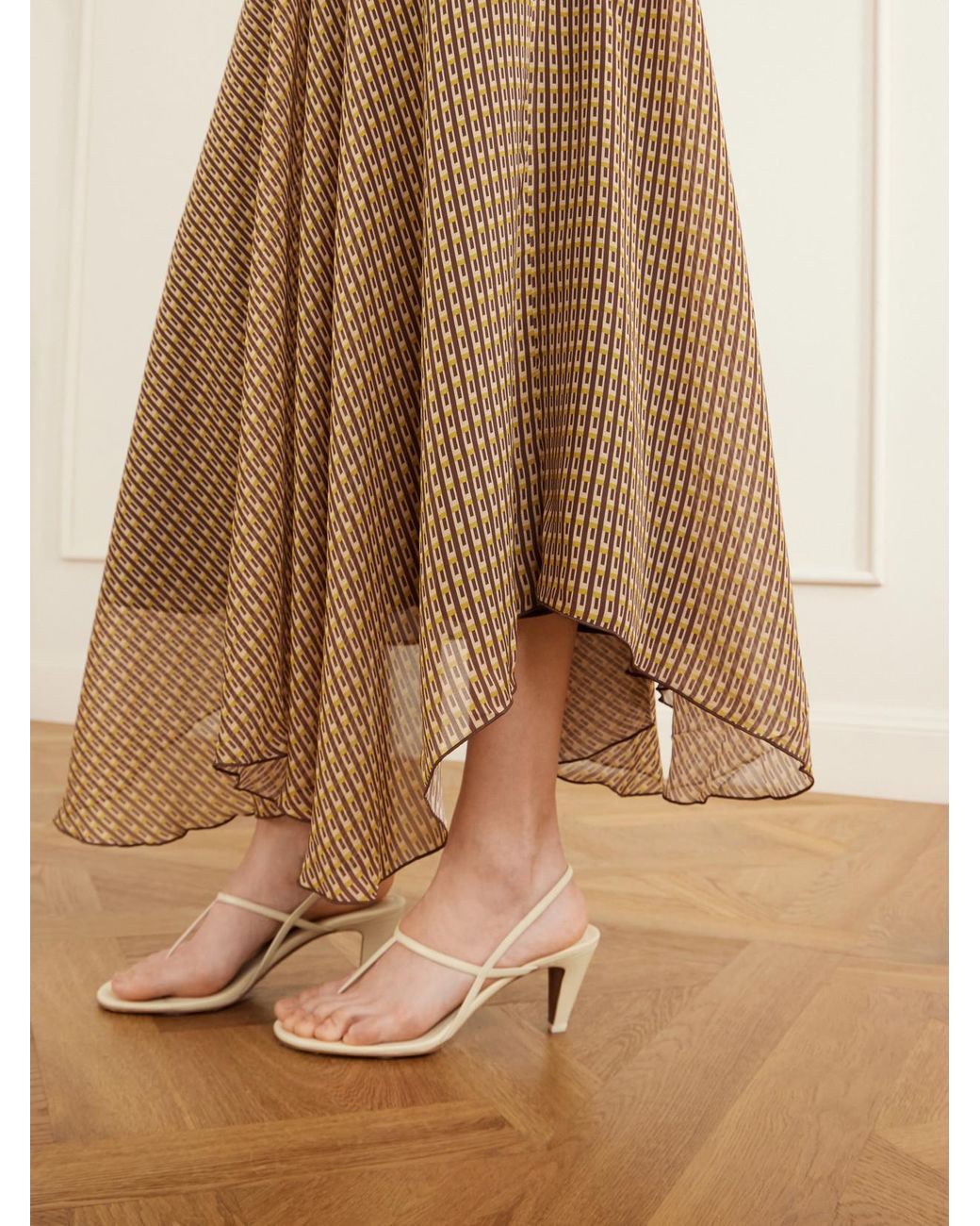 Sir Brown Cooper Asymmetric Printed Chiffon Maxi Skirt