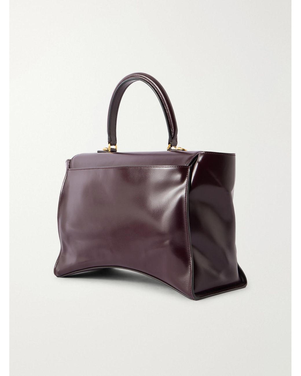 Balenciaga Purple Hourglass Avenue Medium Leather Top-Handle Bag
