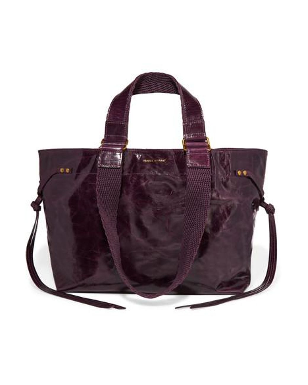 Isabel Marant Bagya Canvastrimmed Glossedleather Tote in Burgundy (Purple) Lyst