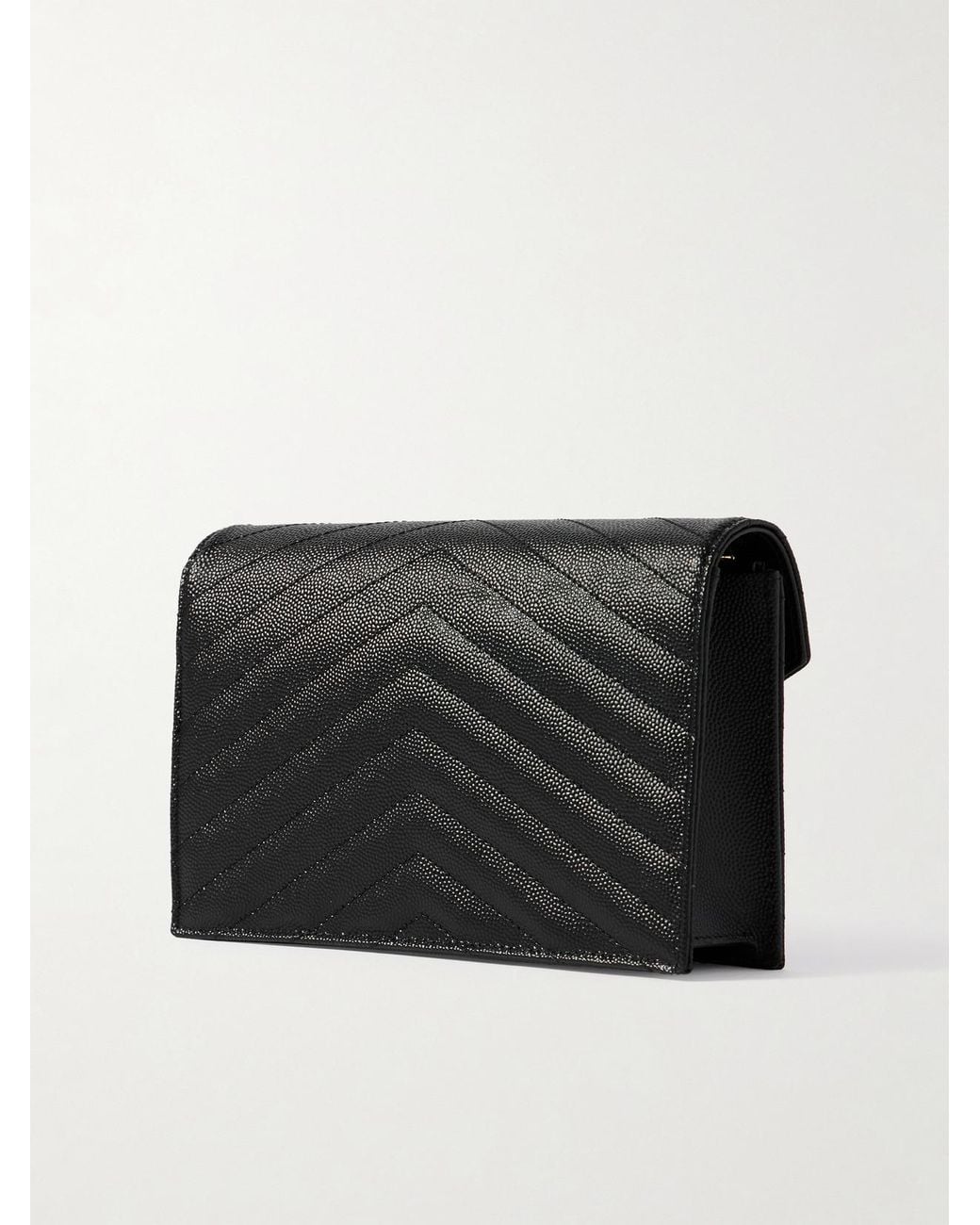 Saint Laurent Black Cassandre Matelassé Textured-Leather Shoulder Bag