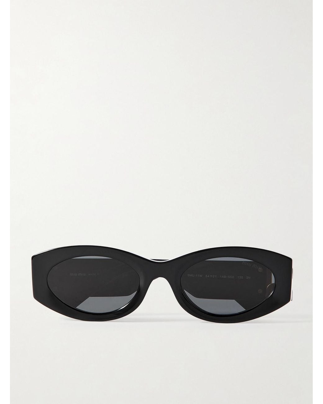 Miu Miu Black Glimpse Oval-Frame Acetate Sunglasses