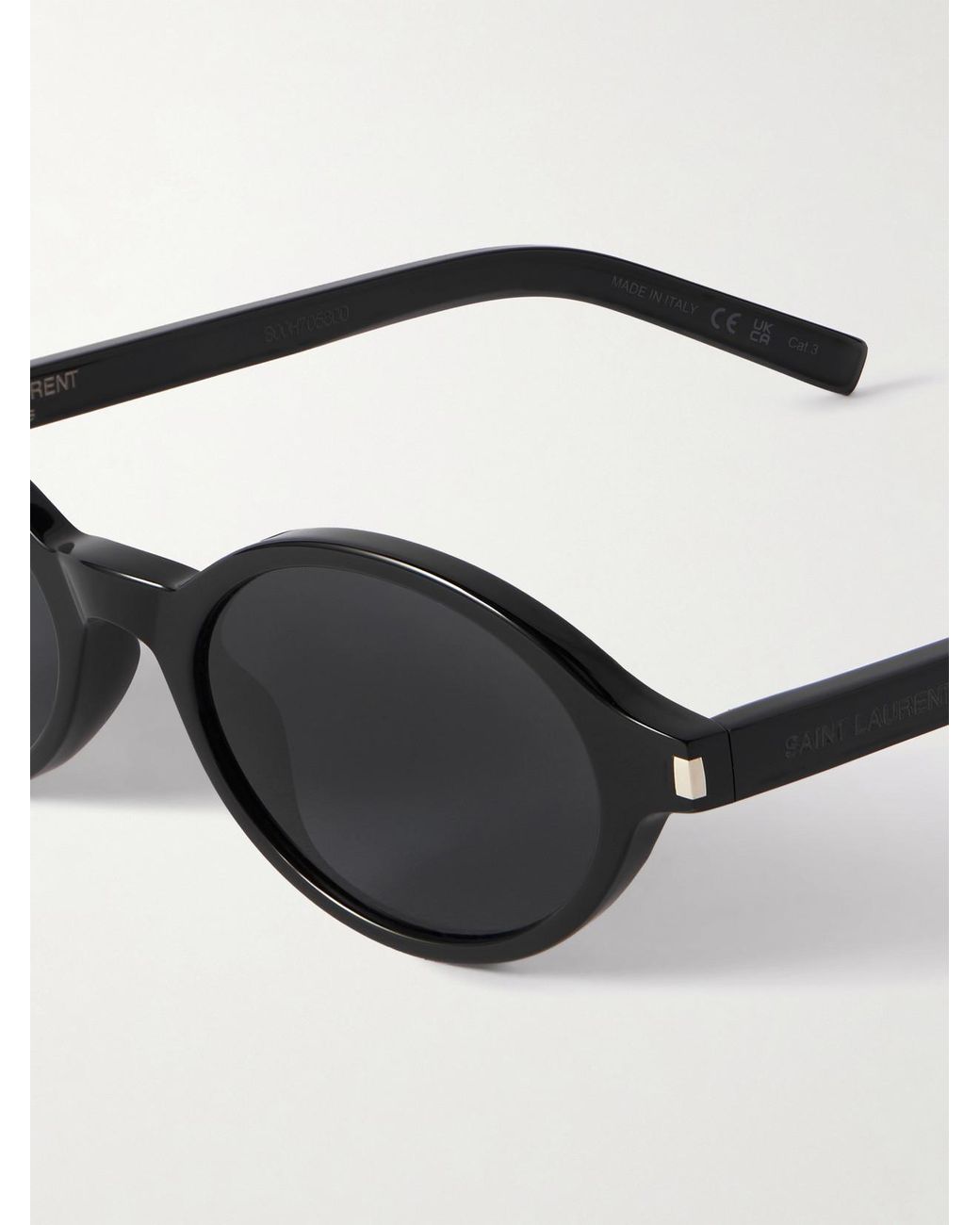 Saint Laurent Black Oval-Frame Acetate Sunglasses