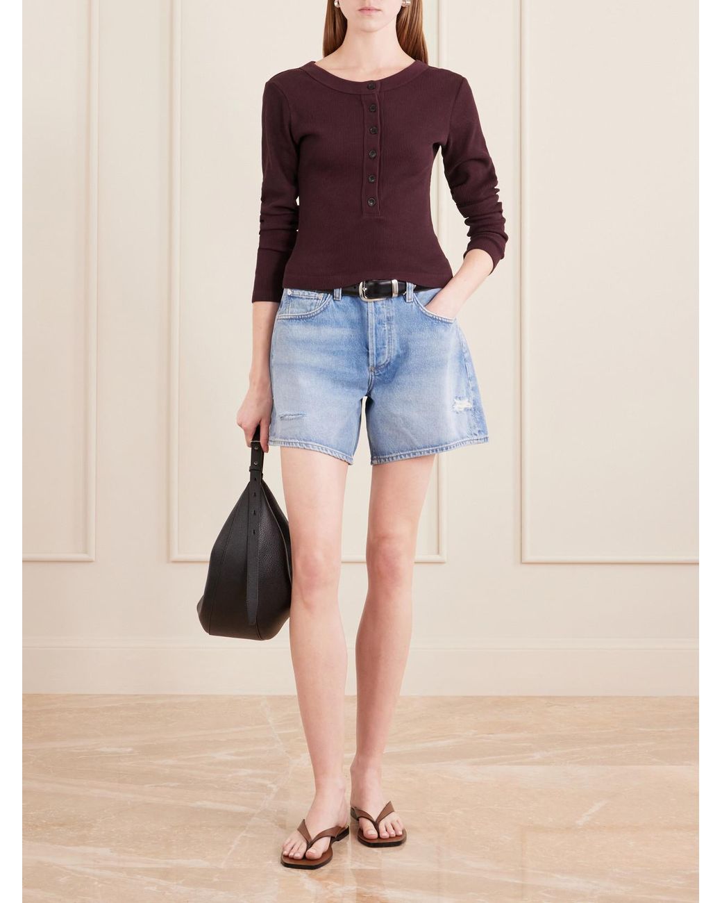 Citizens of Humanity Blue Billie Distressed Organic Denim Shorts