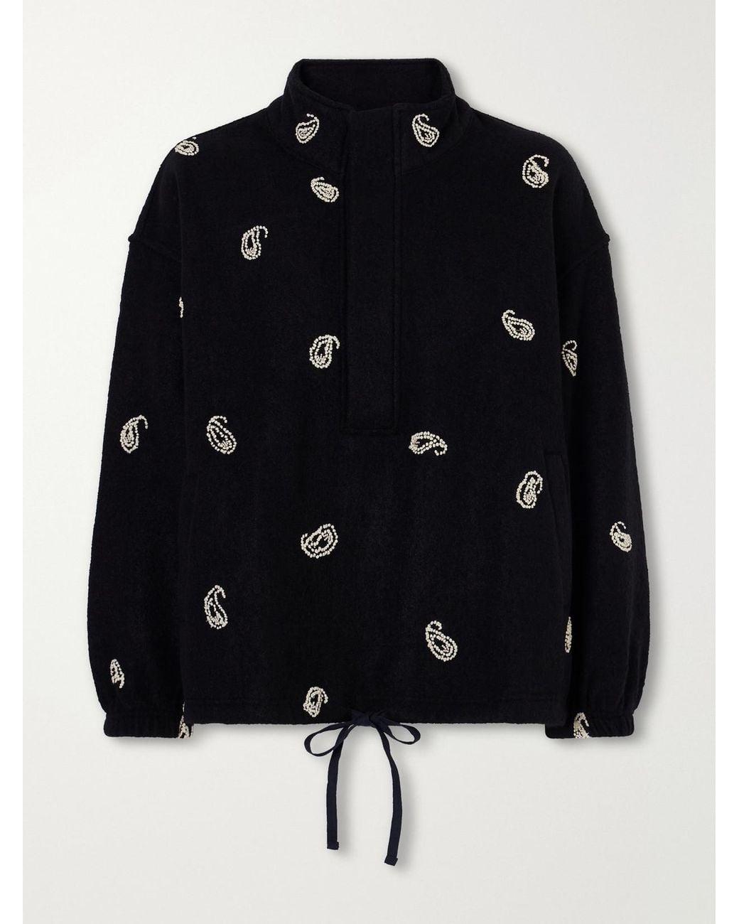 Kartik Research Black Paisley Kaza Bead-Embellished Brushed-Wool Jacket