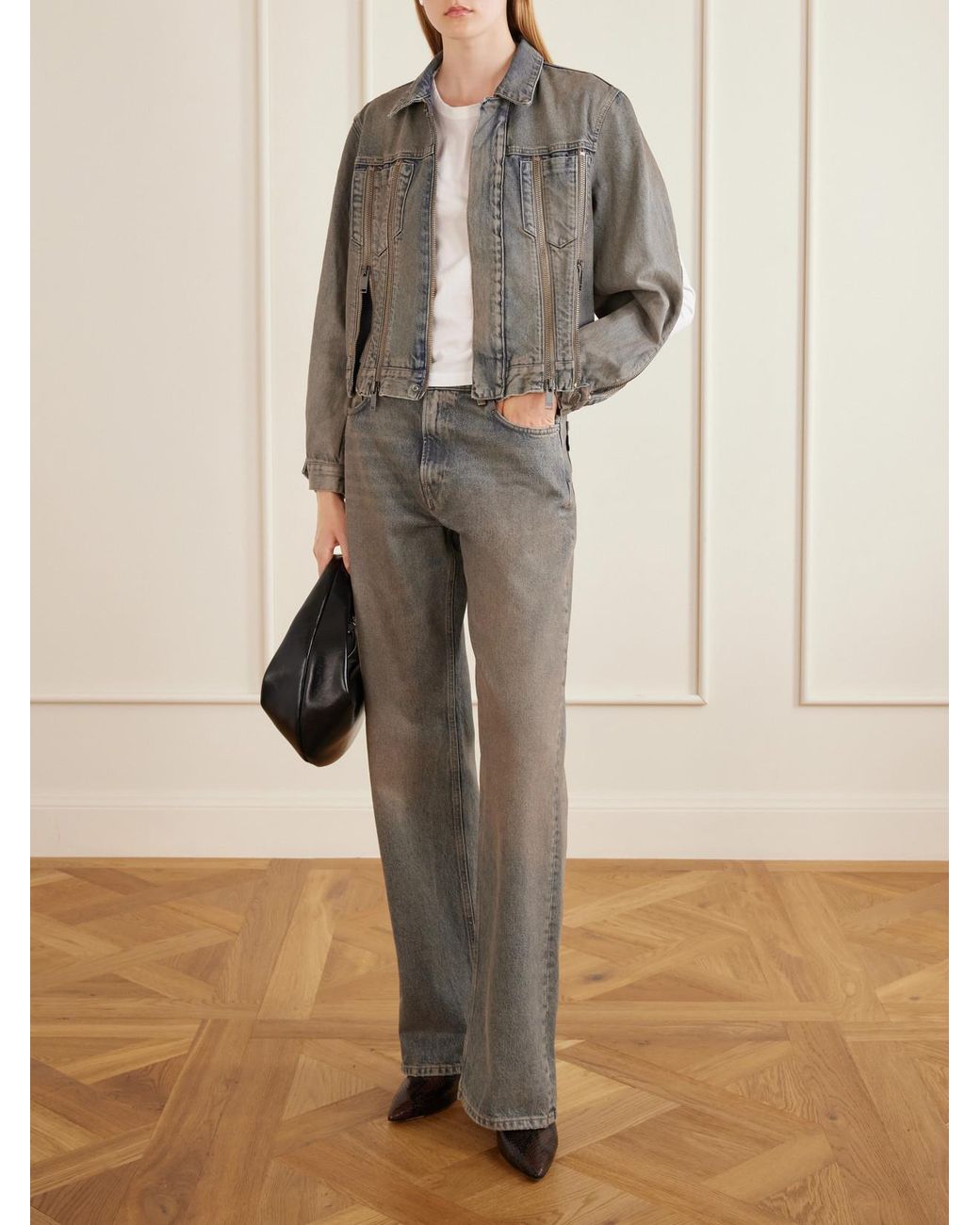 Haikure Gray Medea Ziggy Zip-Detailed Denim Jacket