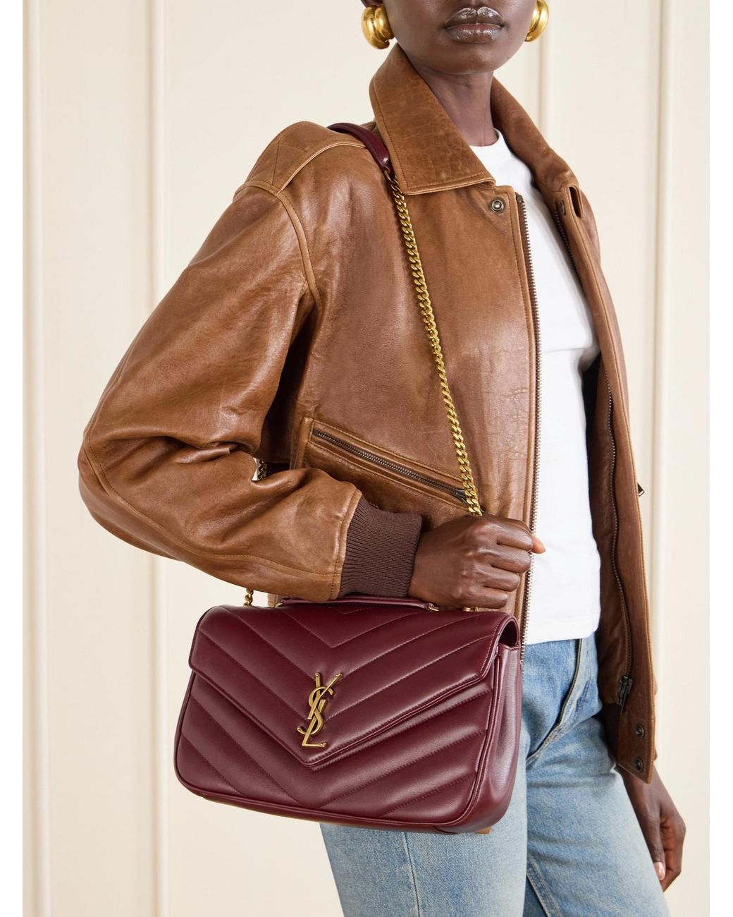 Saint Laurent Purple Loulou Matelassé Leather Shoulder Bag