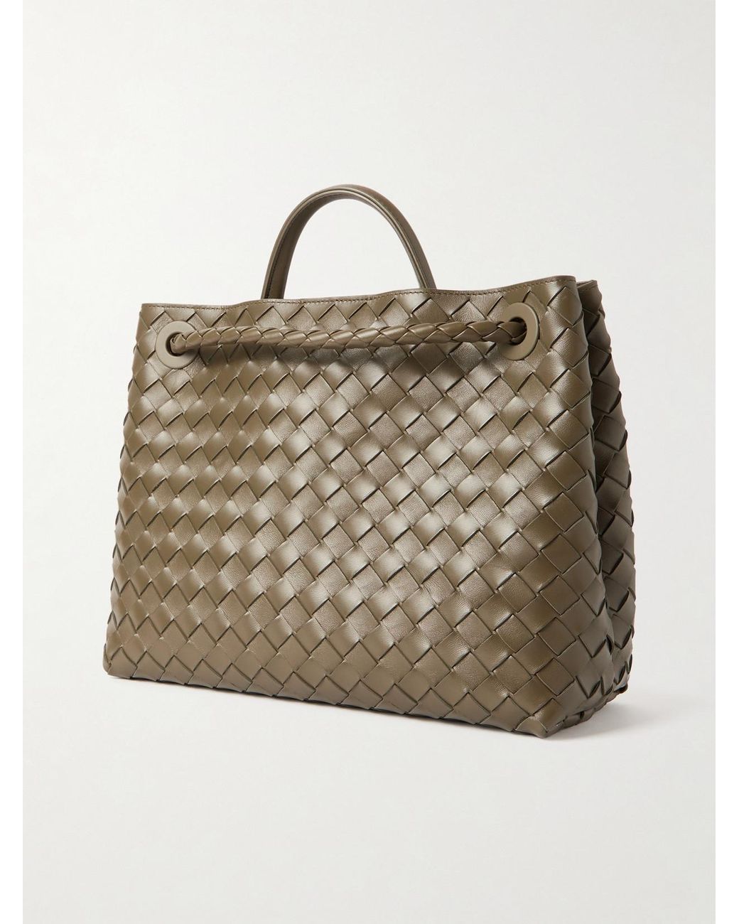 Bottega Veneta Green Andiamo Medium Intrecciato Leather Top-Handle Bag