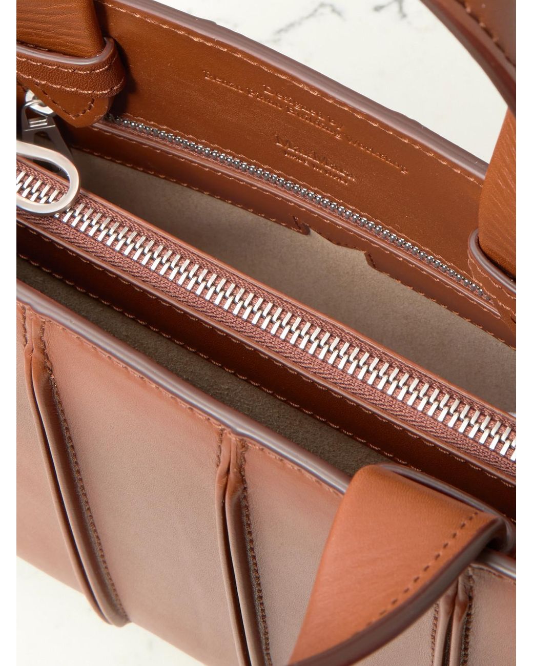 Max Mara Whitney Bag 4 Small Pleated Leather Tote in Brown