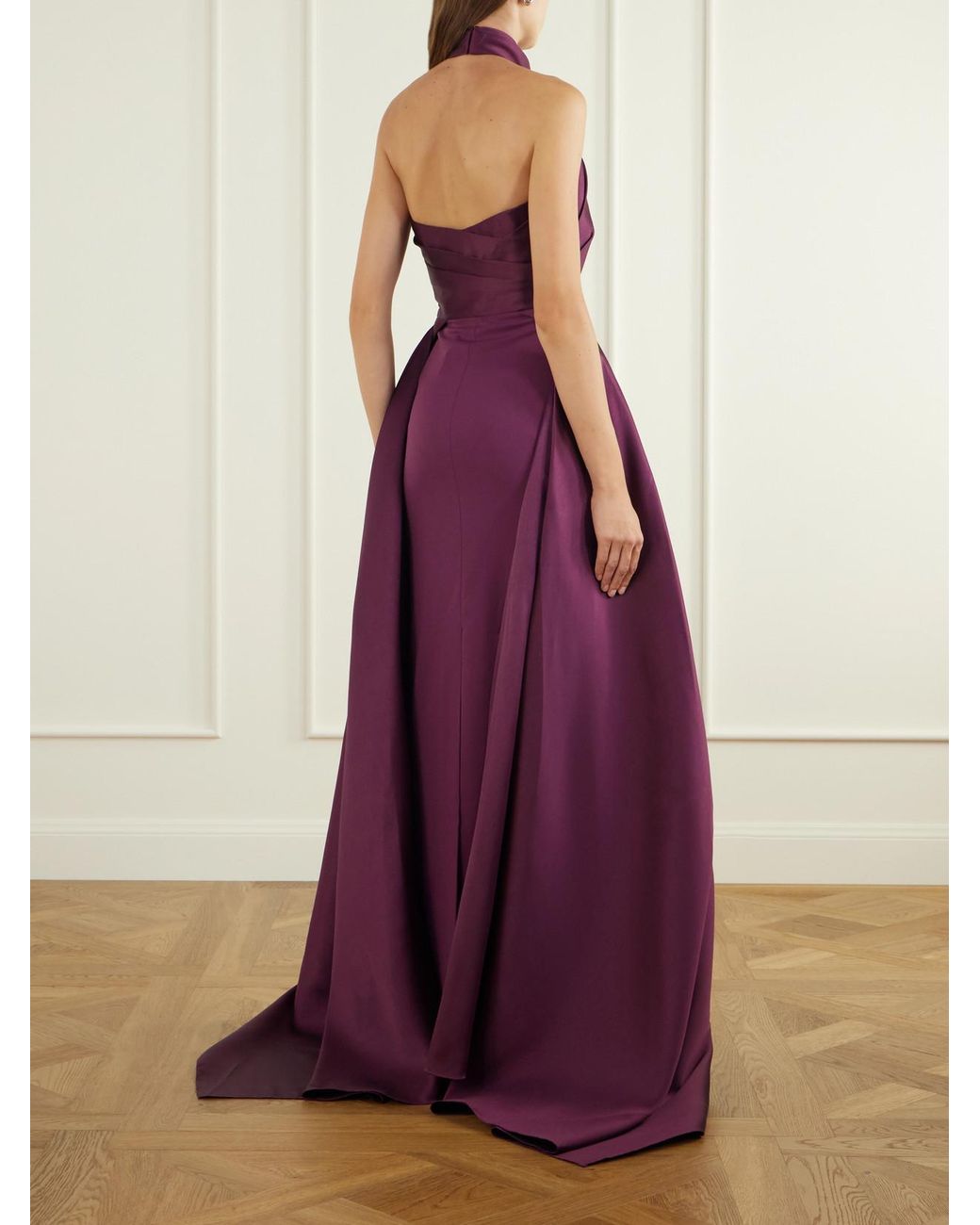 Solace London Purple Rumi Halterneck Crepe Gown