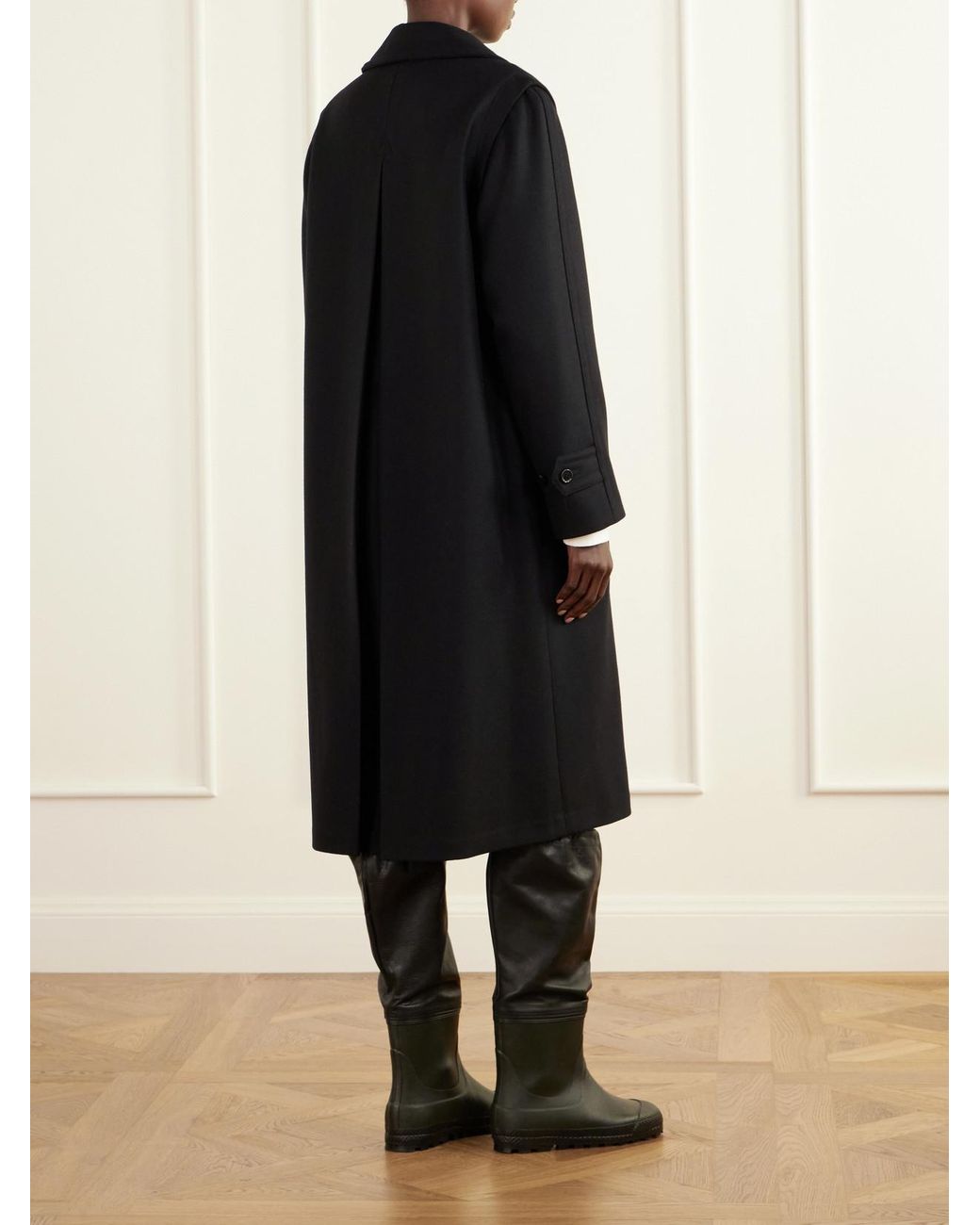 Rier Black Loden Felted Virgin Wool Coat