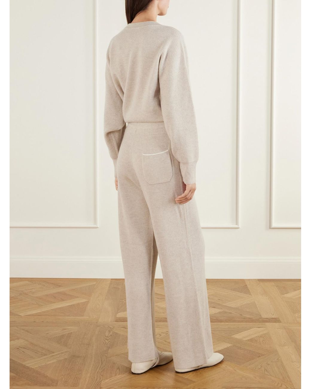 arch4 Natural Partridges Ribbed Cashmere Sweater And Pants Set