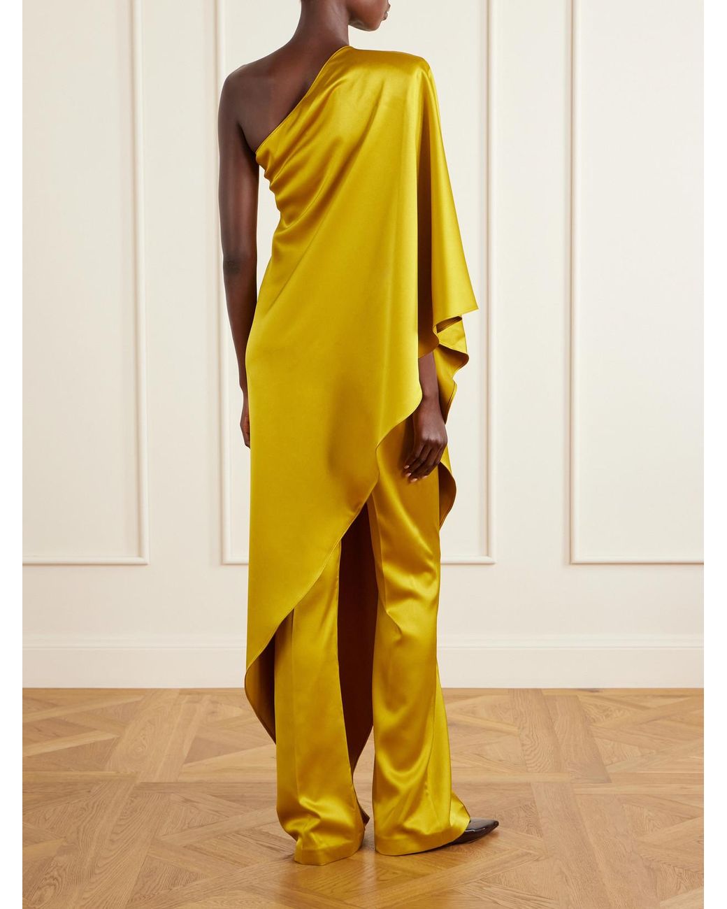 Ilkyaz Ozel Yellow Angelica Satin Blouse