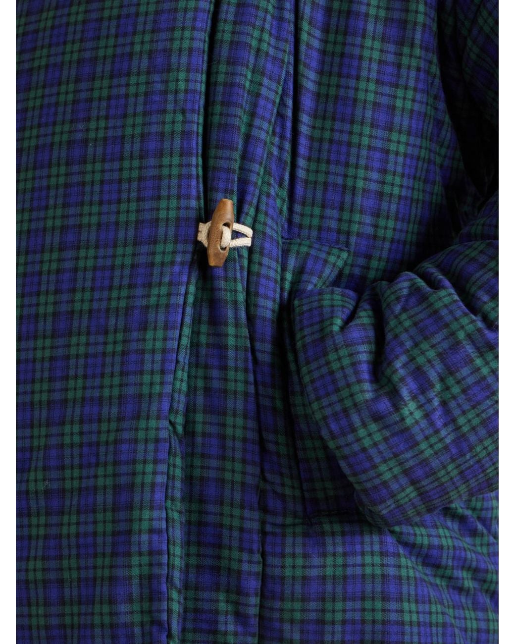 Dries Van Noten Blue Hooded Checked Padded Cotton-Flannel Jacket