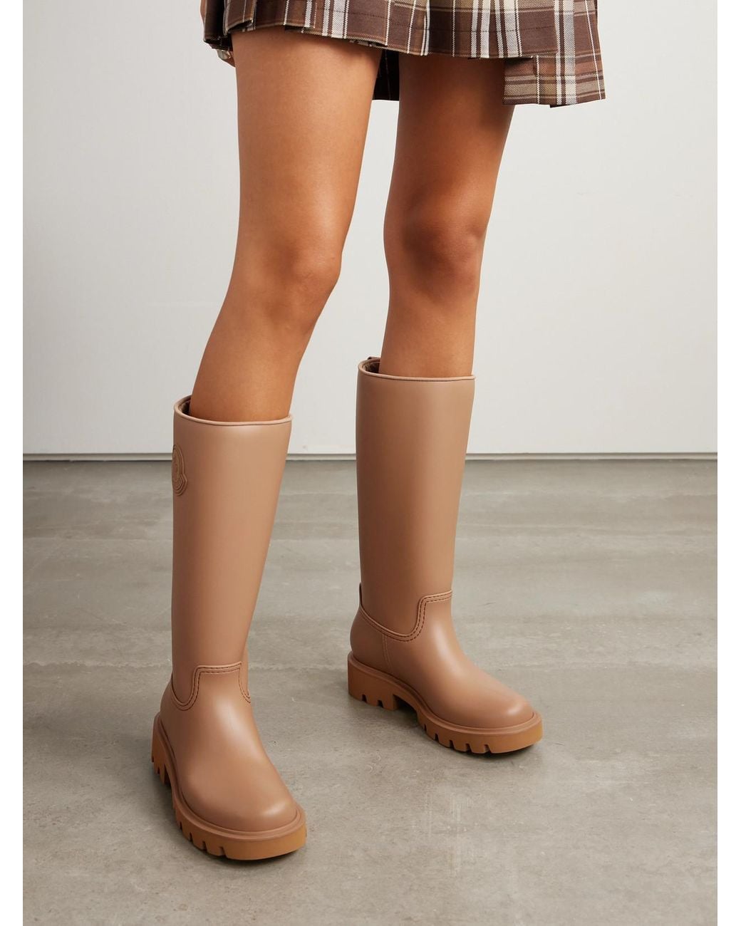 Moncler Brown Kickstream Pvc And Shell Knee Boots