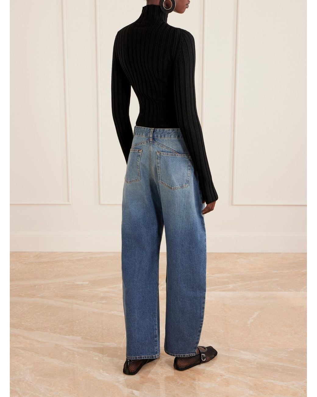 Alaïa Black Ribbed Wool Turtleneck Bodysuit