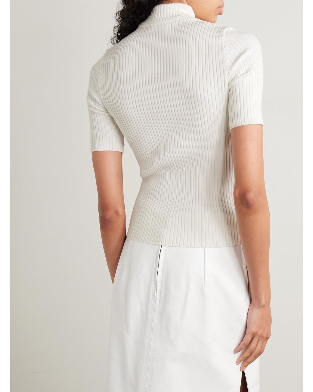 Courreges White Appliquéd Ribbed-Knit Top