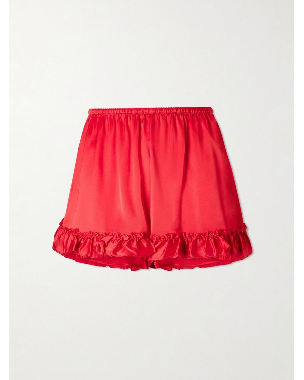 Simone Rocha Red Ruffled Satin Shorts