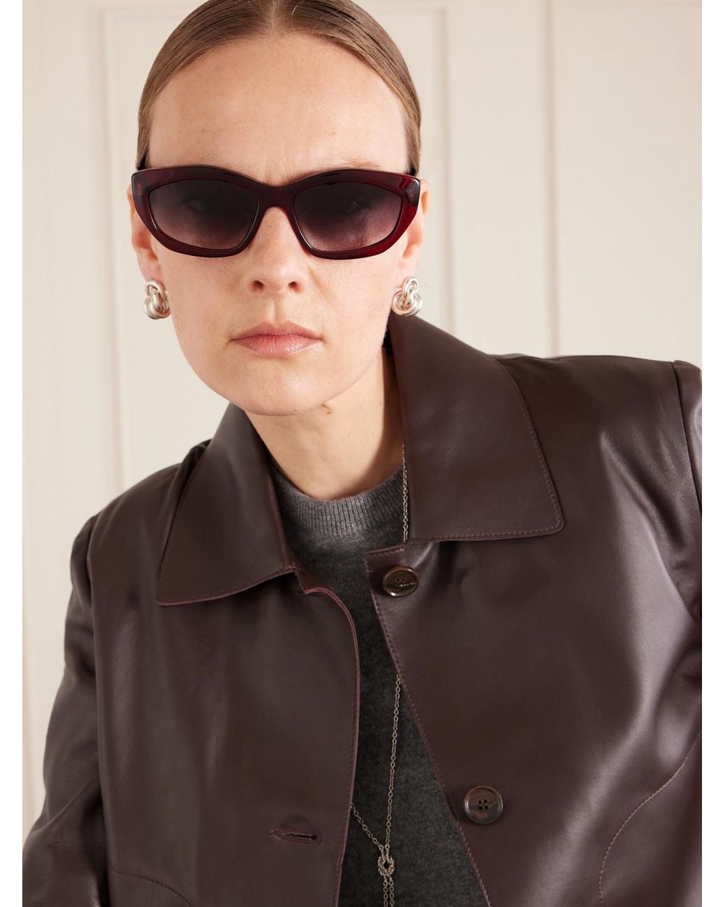 Barton Perreira Red Bessie Cat-Eye Acetate Sunglasses