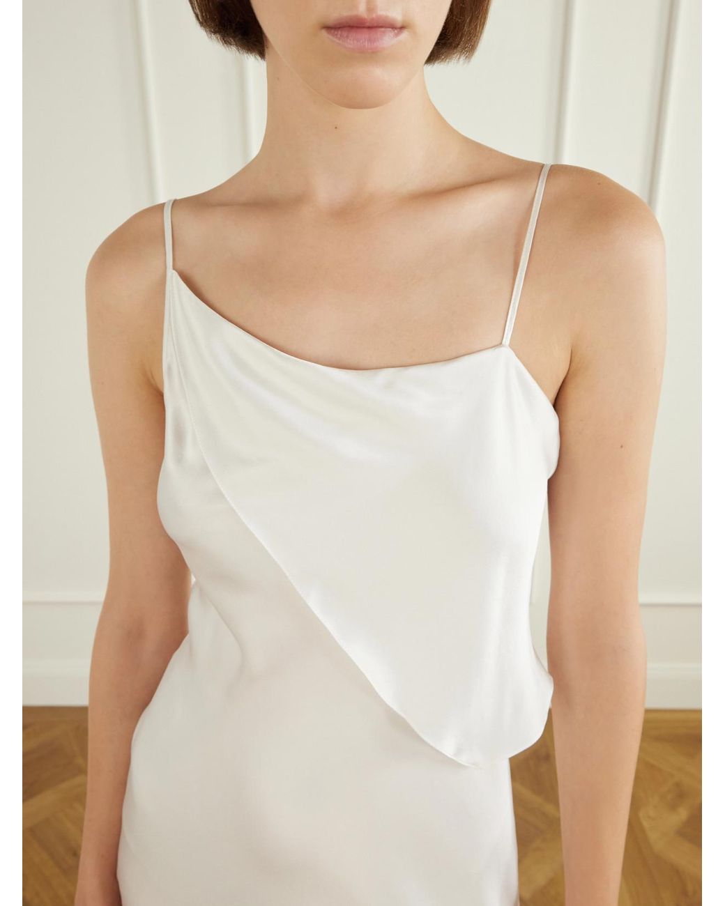 Ann Demeulemeester White Aaricia Asymmetric Silk-Satin Maxi Dress