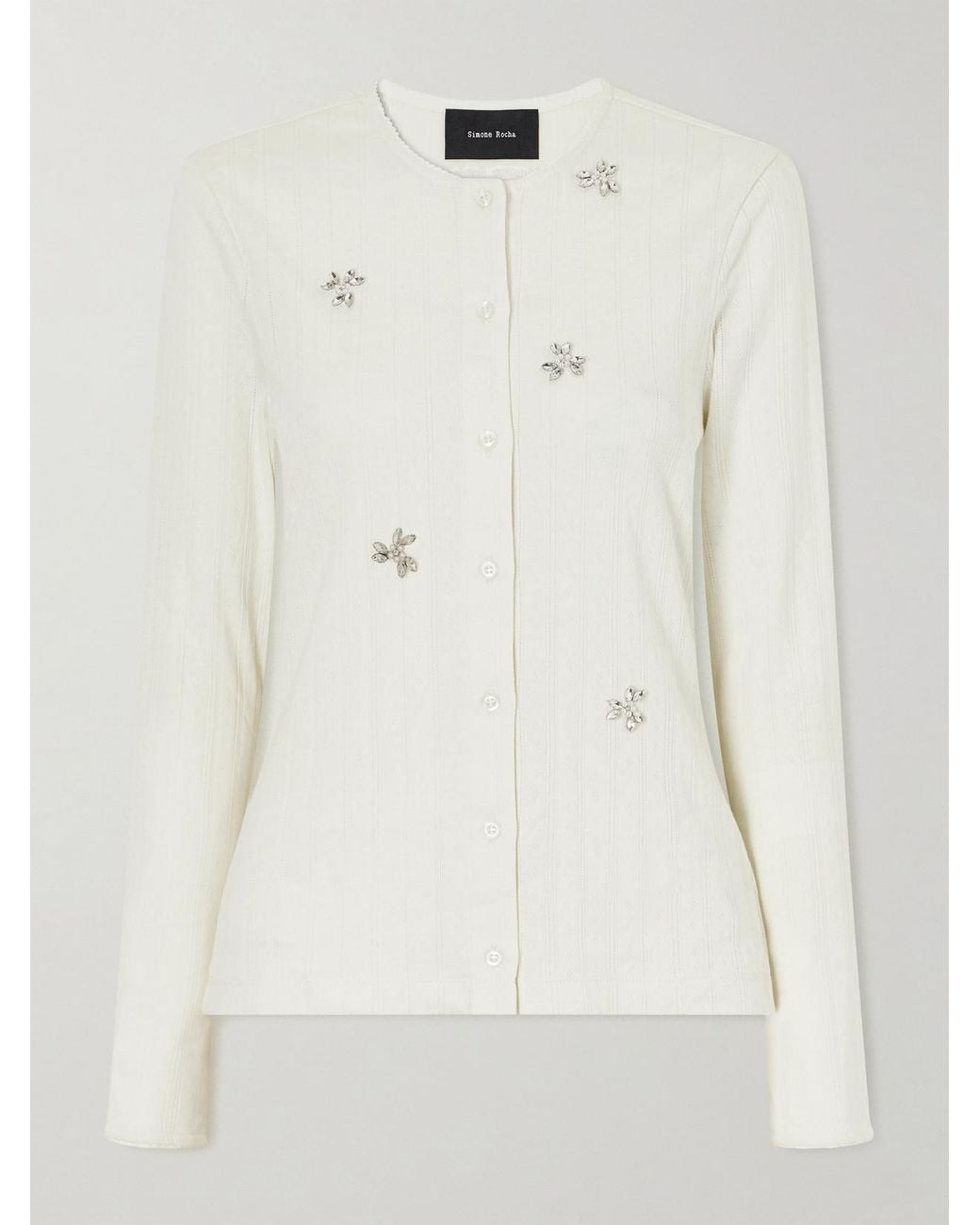 Simone Rocha Natural Embellished Cotton Cardigan