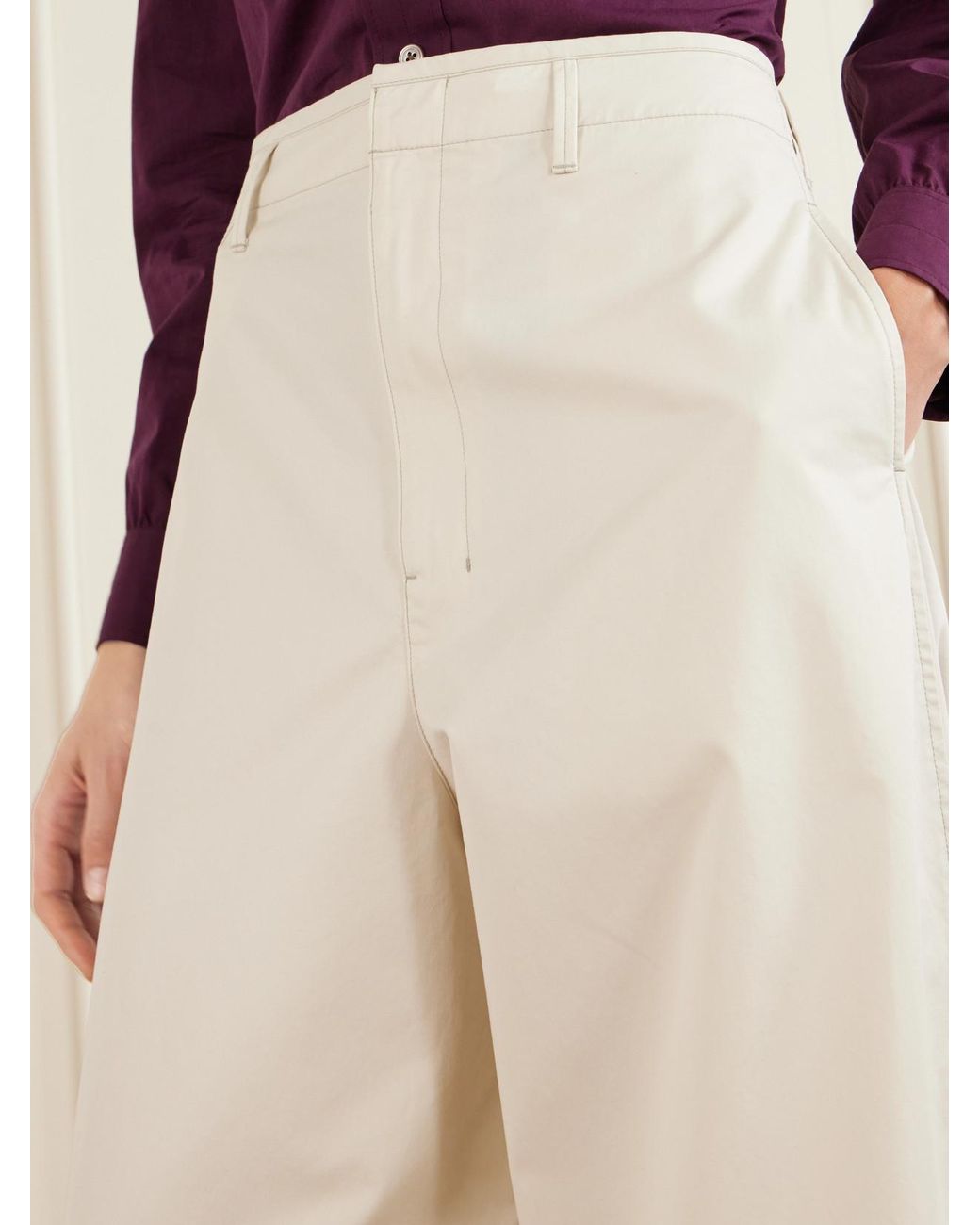 Lemaire White Cotton Chino Wide-Leg Pants