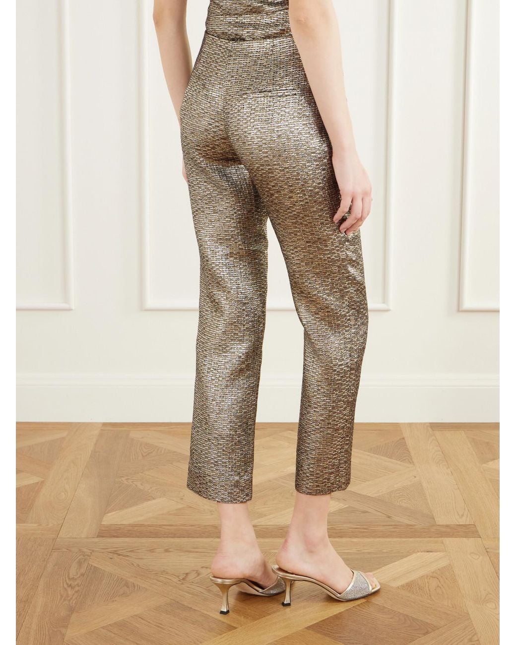 LIBEROWE Natural Lillian Textured Metallic Jacquard Slim-Fit Pants