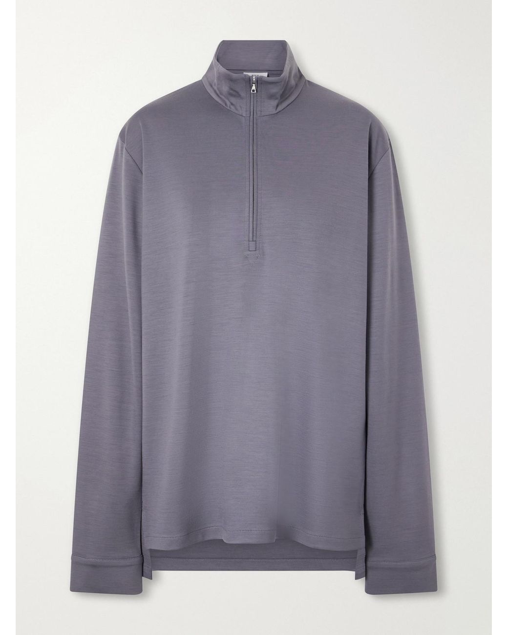 Rier Purple Polar Jogging Virgin Wool Half-Zip Sweatshirt