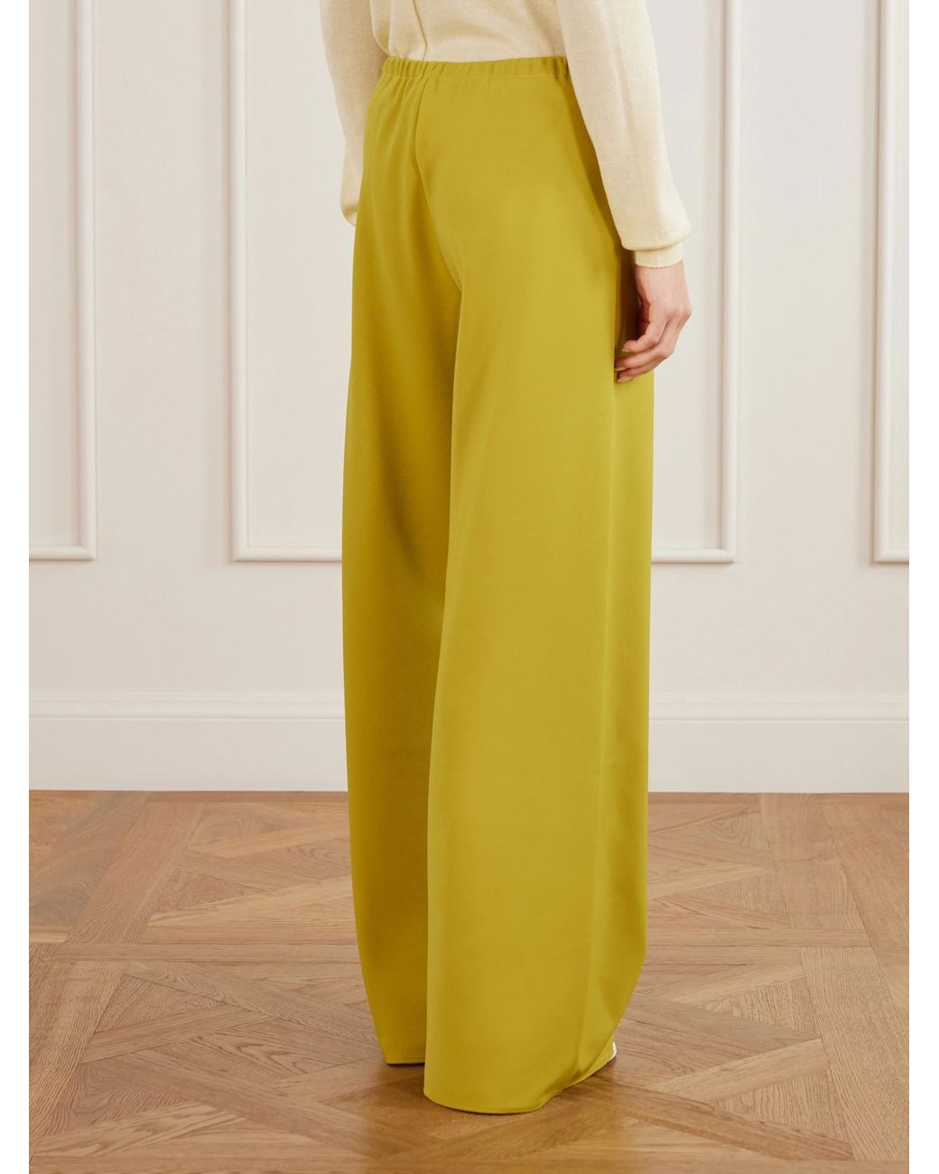 La Ligne Yellow Colby Recycled Stretch-Crepe Wide-Leg Pants