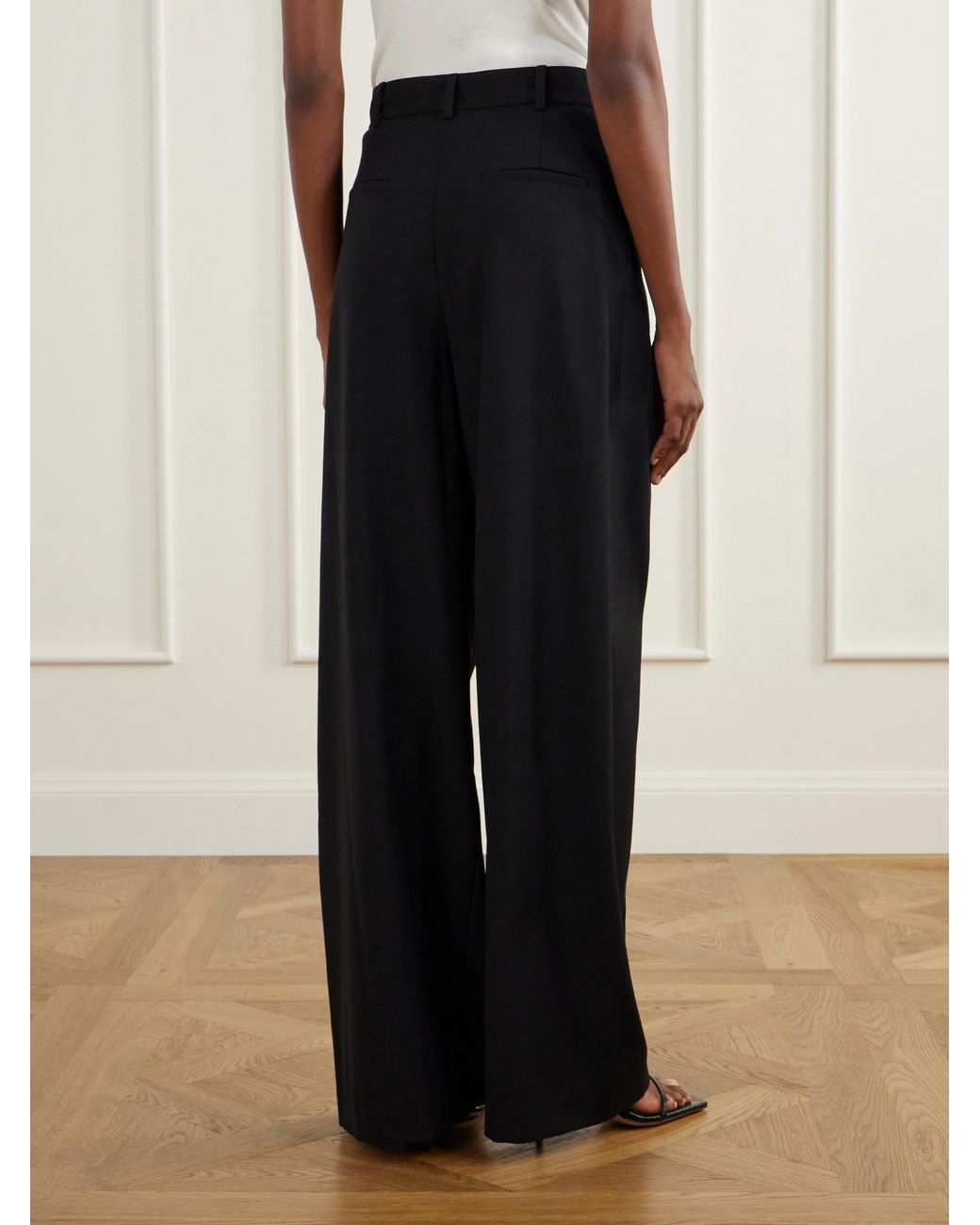 LIBEROWE Black Mika Pleated Wool Straight-Leg Pants