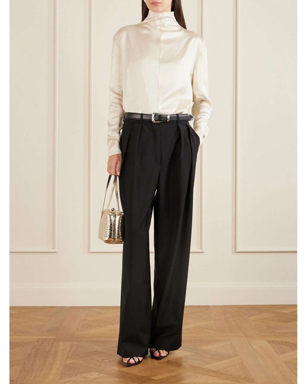 Jil Sander Natural Goji Pillow Small Crinkled Metallic Leather Shoulder Bag