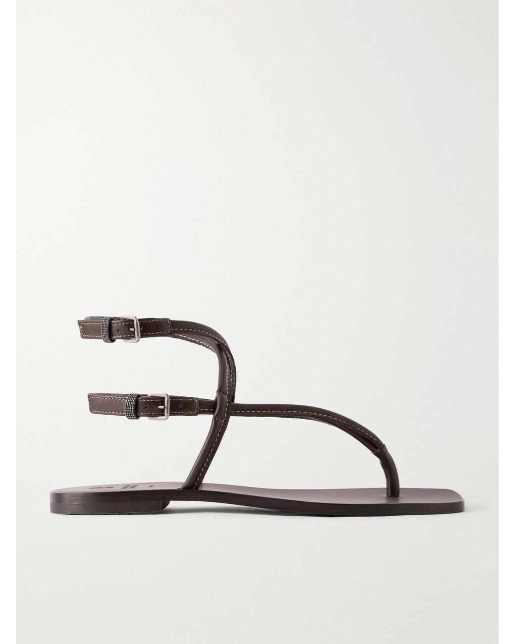 Brunello Cucinelli Natural Leather Thong Sandals