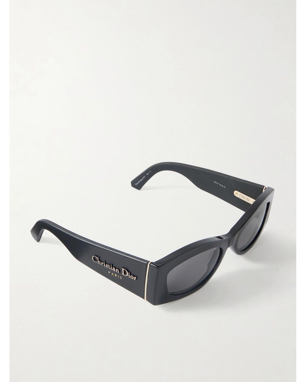 Dior Black Diorombre S1I Rectangular-Frame Leather-Trimmed Acetate Sunglasses