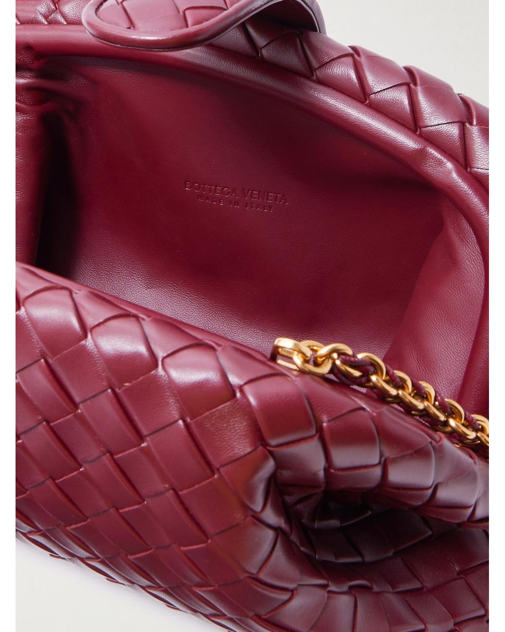 Bottega Veneta Red Lauren 1980 Teen Small Intrecciato Leather Clutch