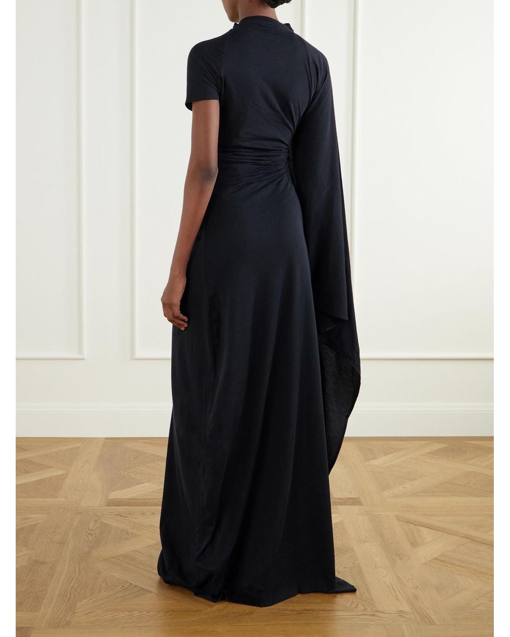 Balenciaga Blue Draped Cotton-Jersey Maxi Dress