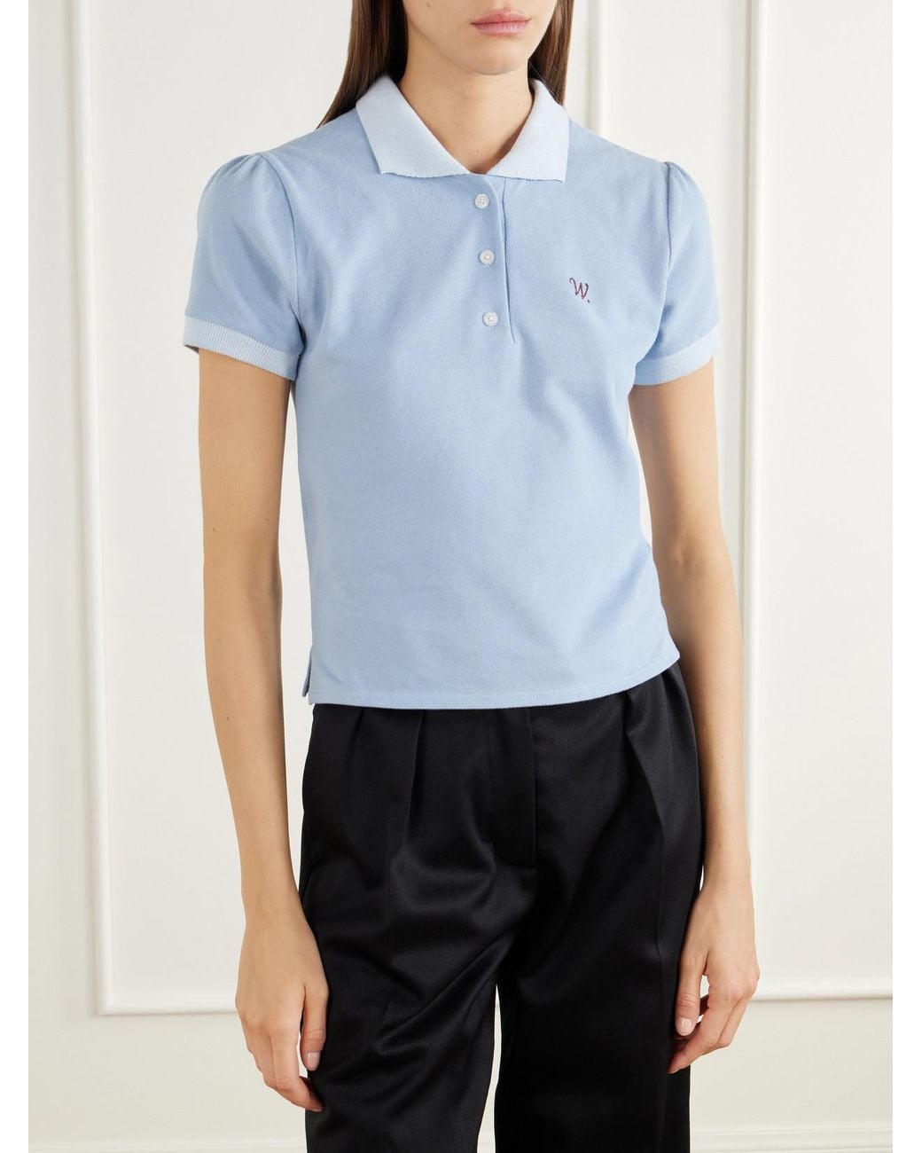 Willy Chavarria Blue Chavela Logo-Embroidered Cotton-Piqué Polo Shirt