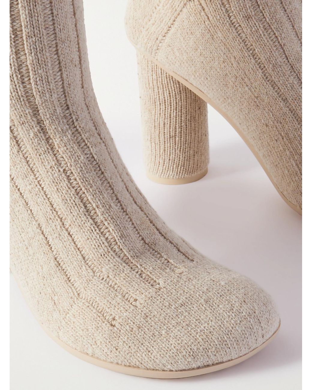 Bottega Veneta White Knitted Atomic Boots 90