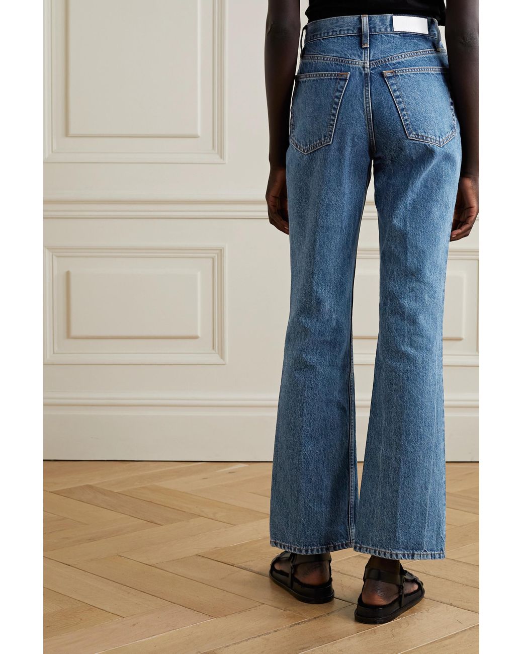 Jean bootcut 70s Crop a taille haute Jean RE/DONE en coloris Noir Femme Jeans Jeans RE/DONE 