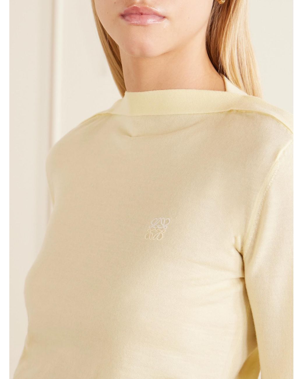 Loewe Natural Anagram-Embroidered Wool-Blend Sweater