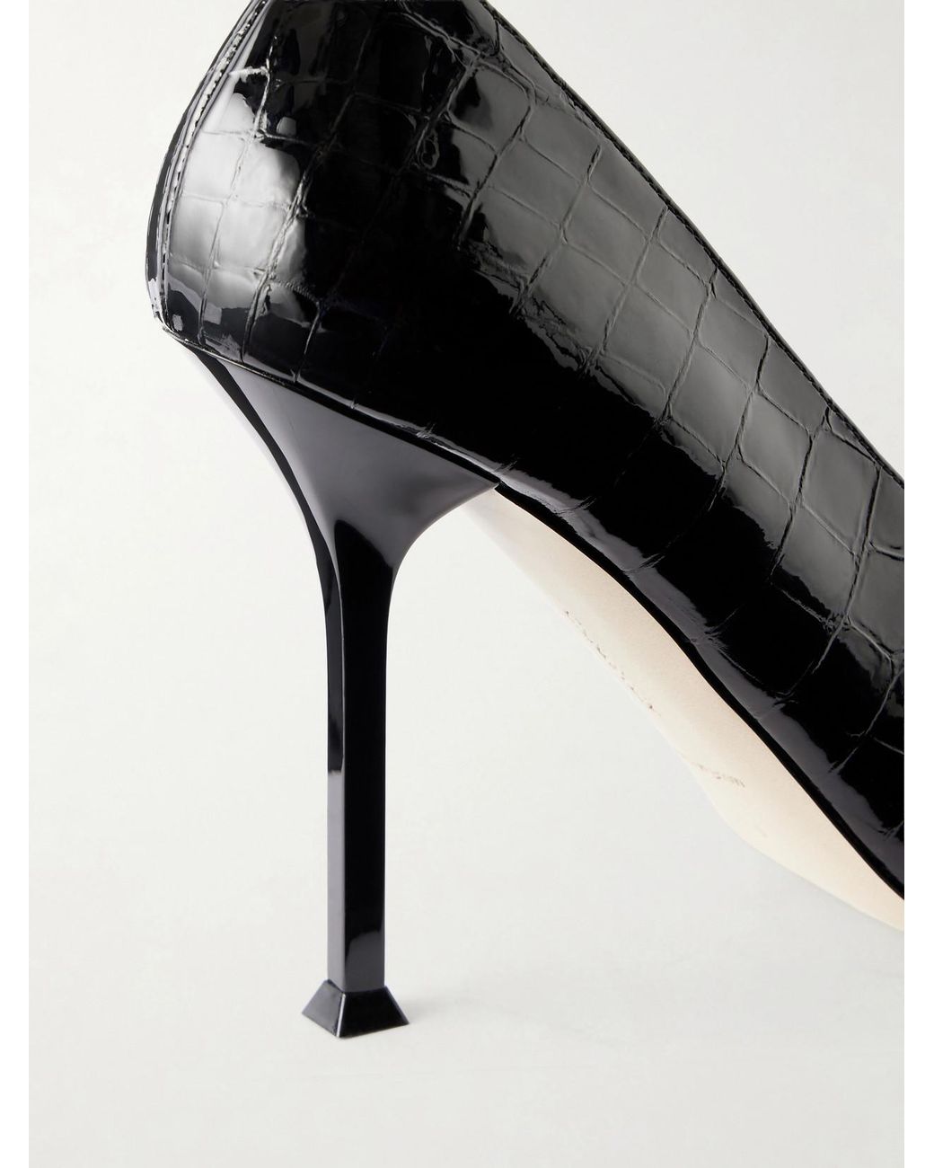 Christen Black Helix 95 Croc-Effect Patent Leather Pumps