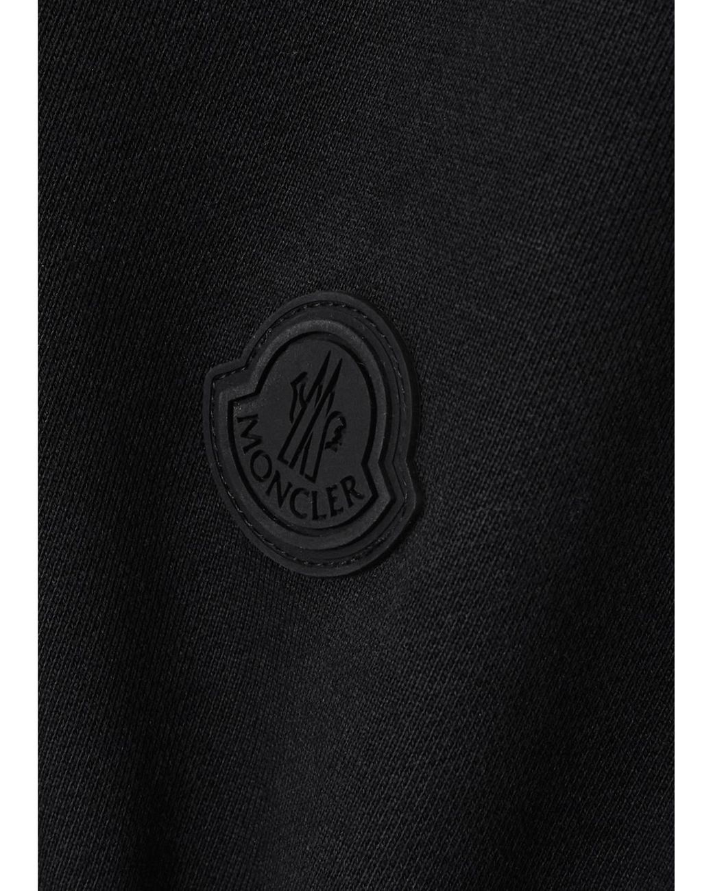 Moncler Black Appliquéd Cotton-Jersey And Pleated Shell Mini Dress