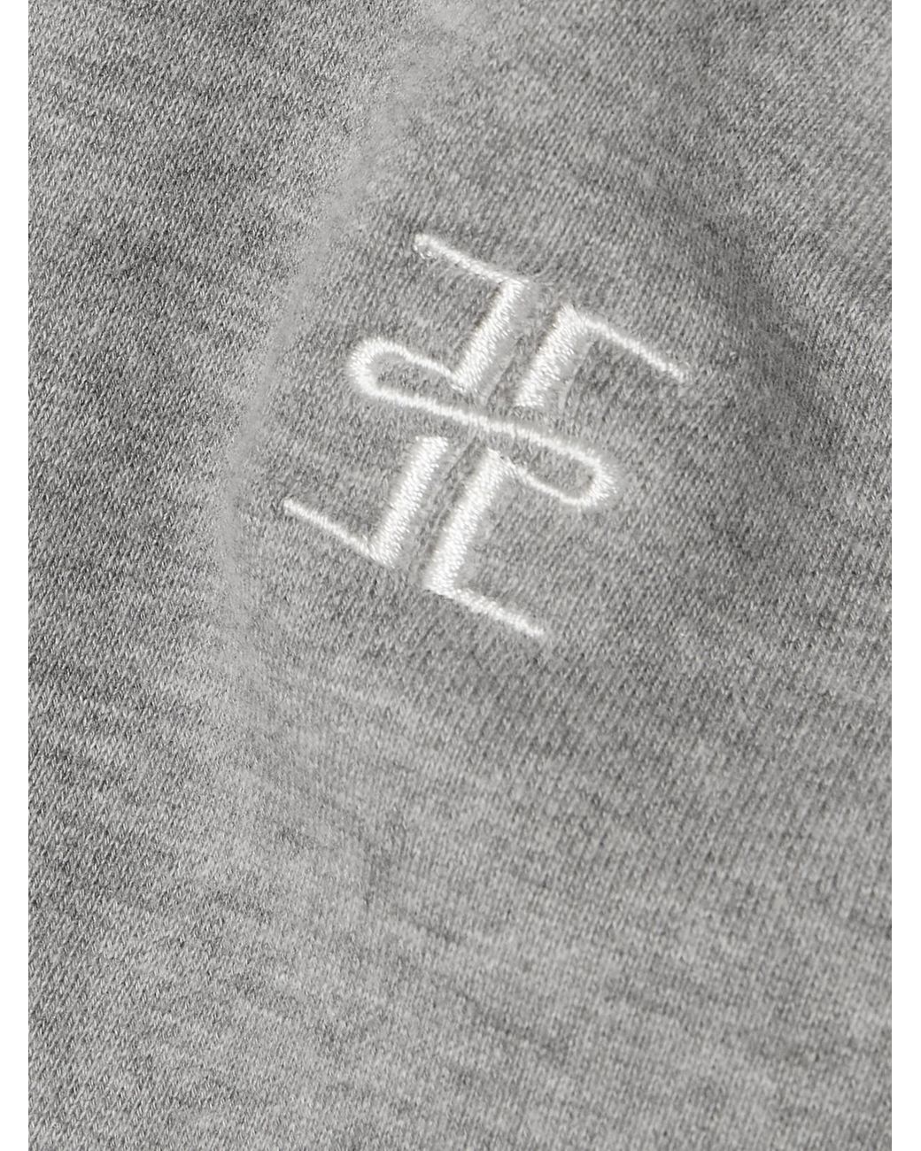 ÉTERNE Gray Embroidered Cotton-Blend Hoodie