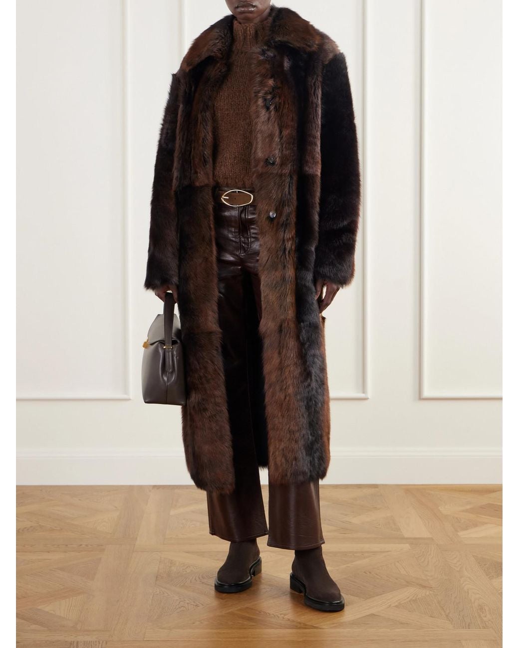 Arma Brown Verena Reversible Shearling And Leather Coat