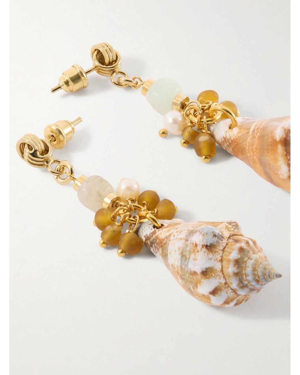 Tohum Design White Samsara-Plated And Seashell Beaded Earrings