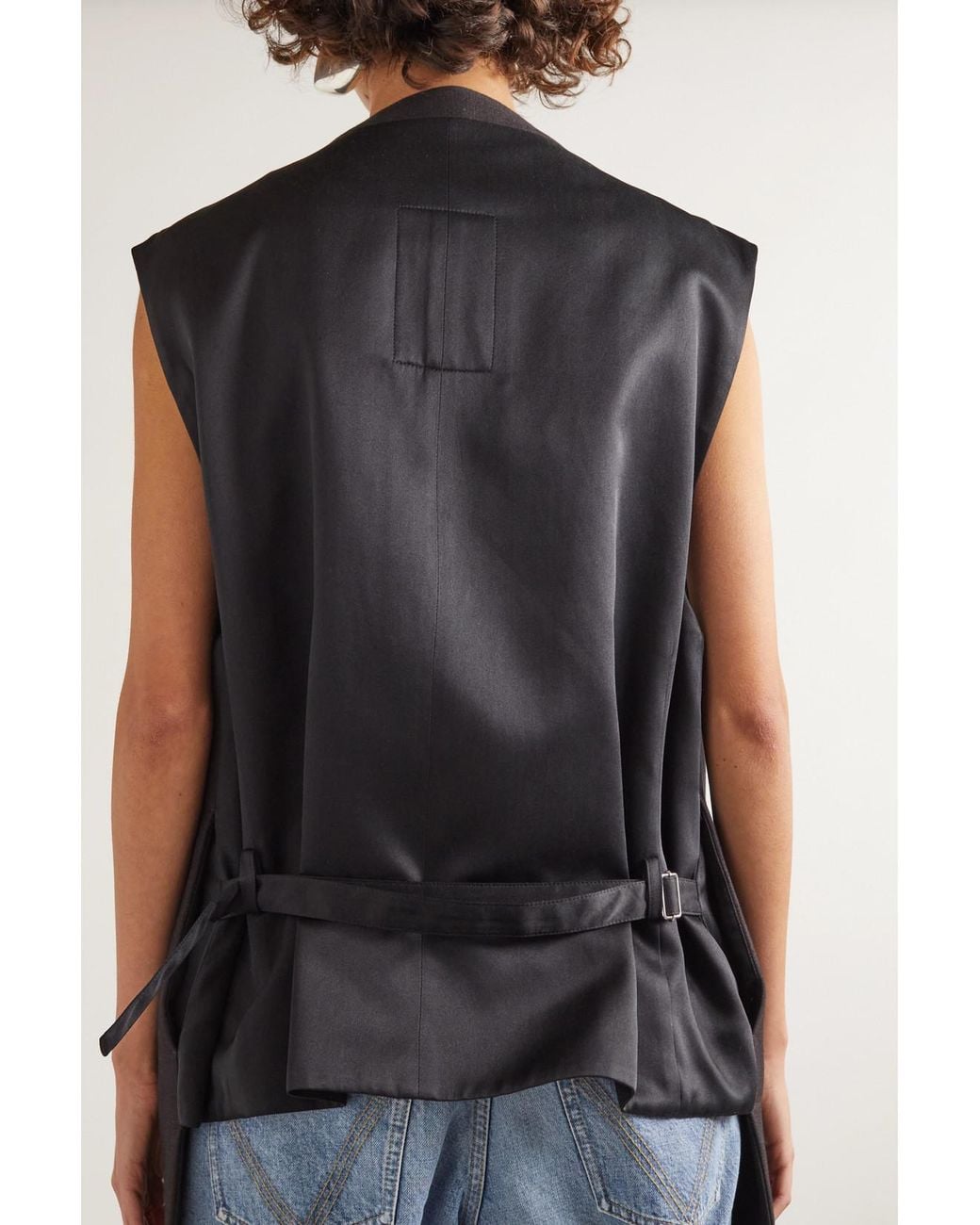 Bottega Veneta Black Cotton-Blend Crepe Vest
