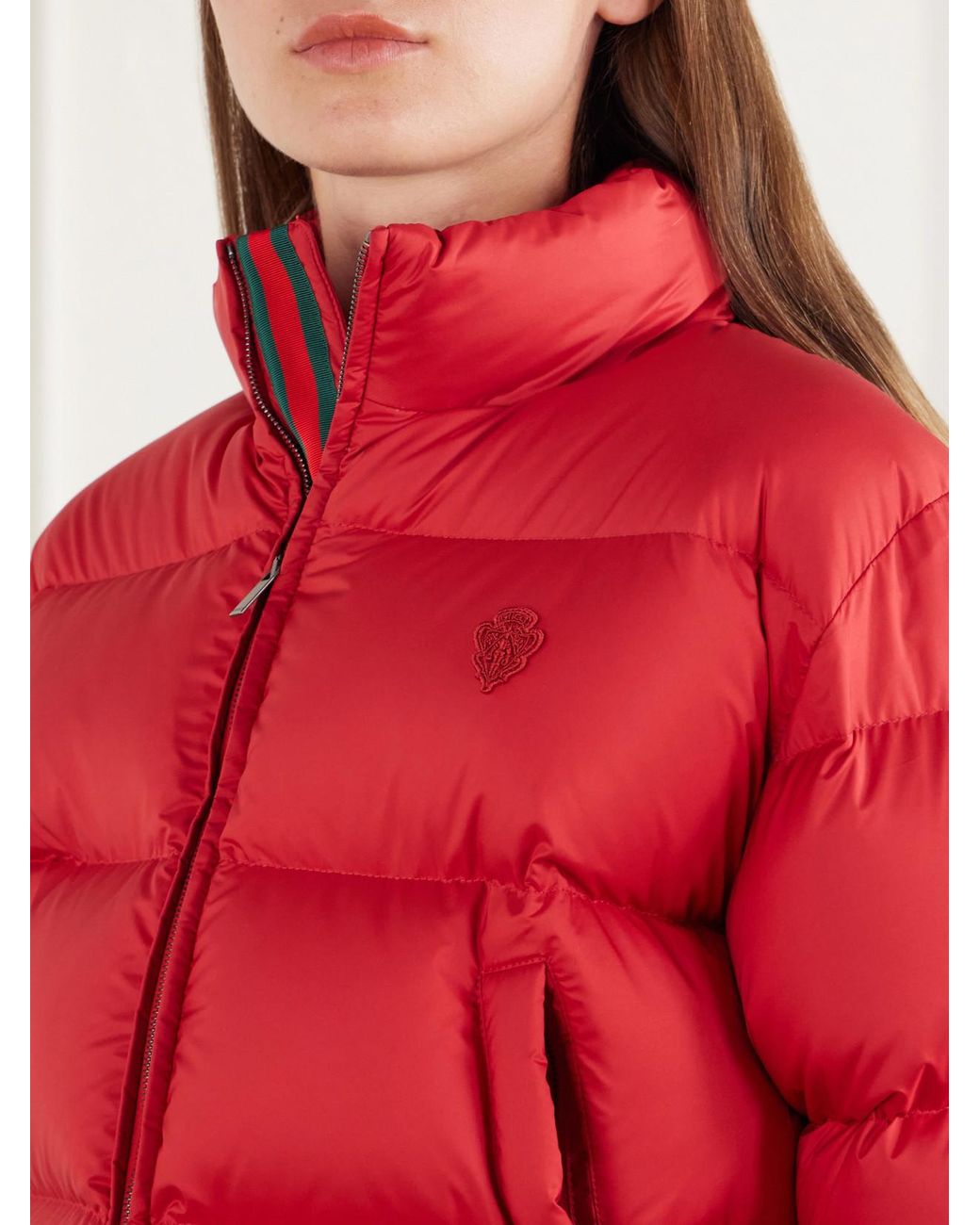 Gucci Red Cropped Shell Down Jacket